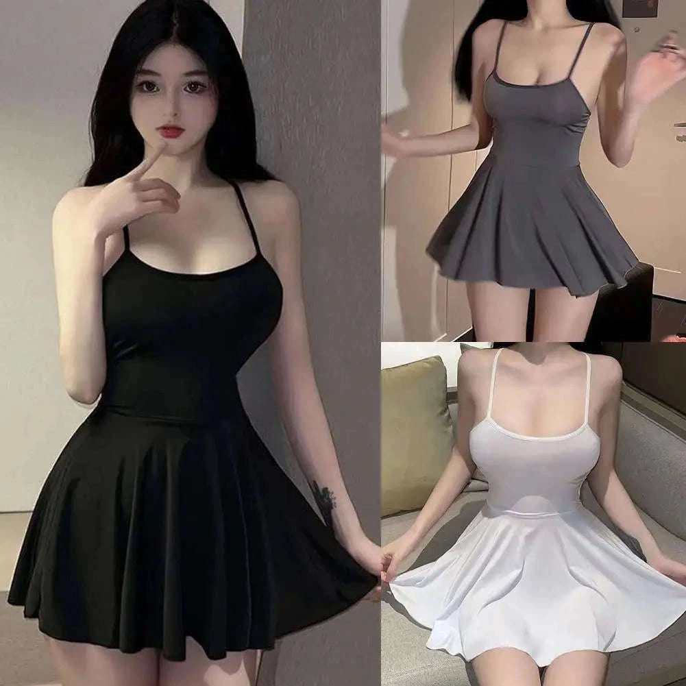 Sexy Pleated Micro Mini Dress with Ruffled Backless Design-B / CN