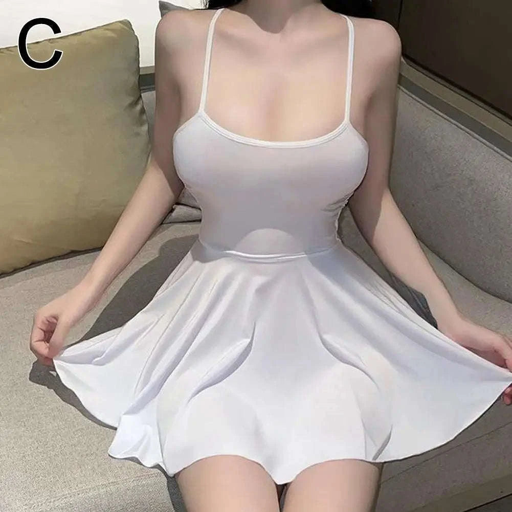 Sexy Pleated Micro Mini Dress with Ruffled Backless Design-B / CN