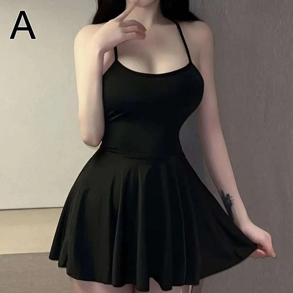Sexy Pleated Micro Mini Dress with Ruffled Backless Design-B / CN