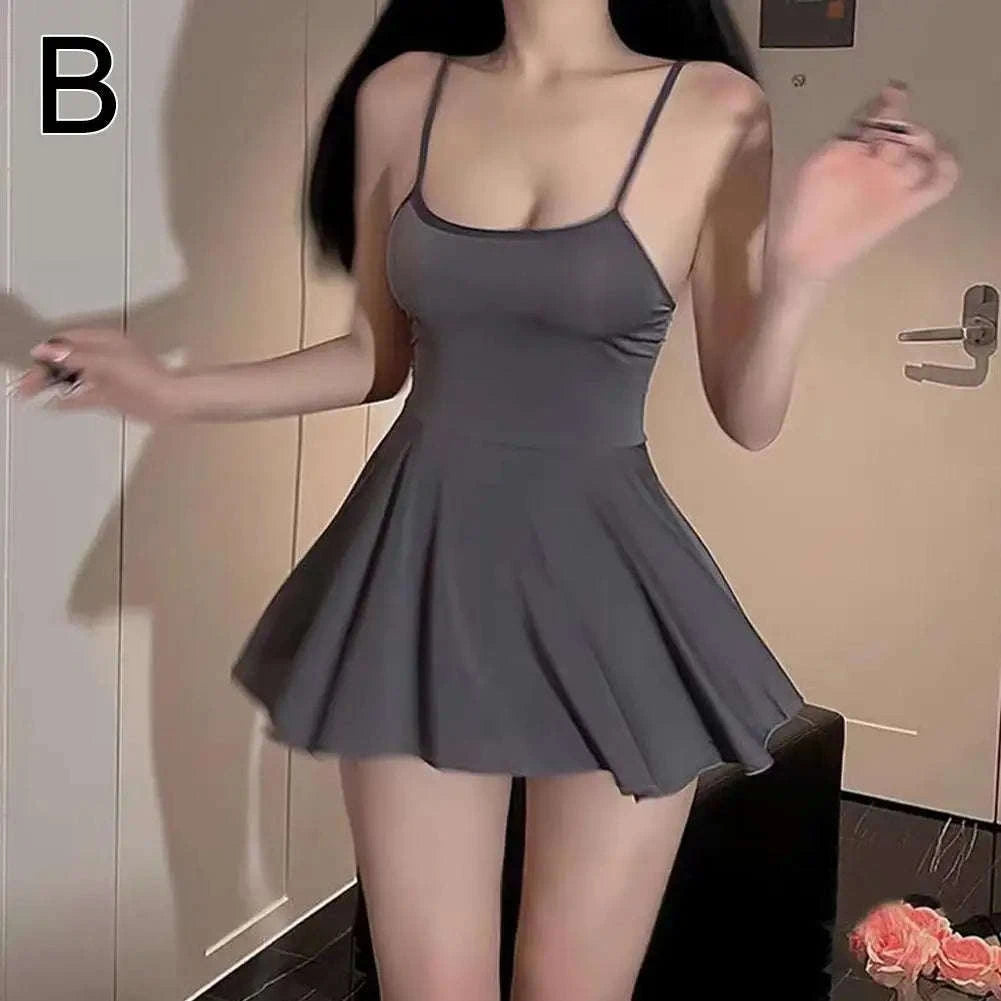 Sexy Pleated Micro Mini Dress with Ruffled Backless Design-B / CN