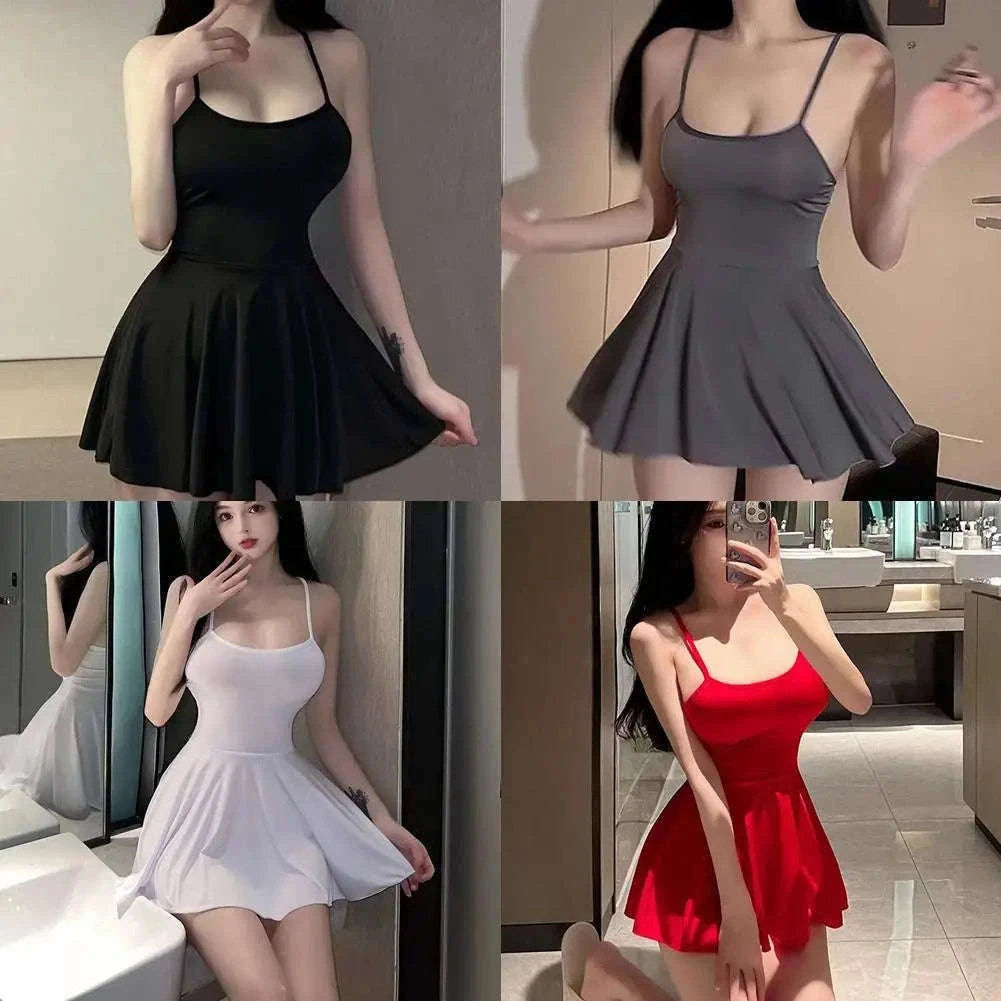 Sexy Pleated Micro Mini Dress with Ruffled Backless Design-B / CN