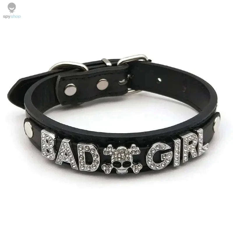Sexy Rhinestone Letter Choker with Custom Sparkle-Small (27cm-35cm) / GOOD GIRL