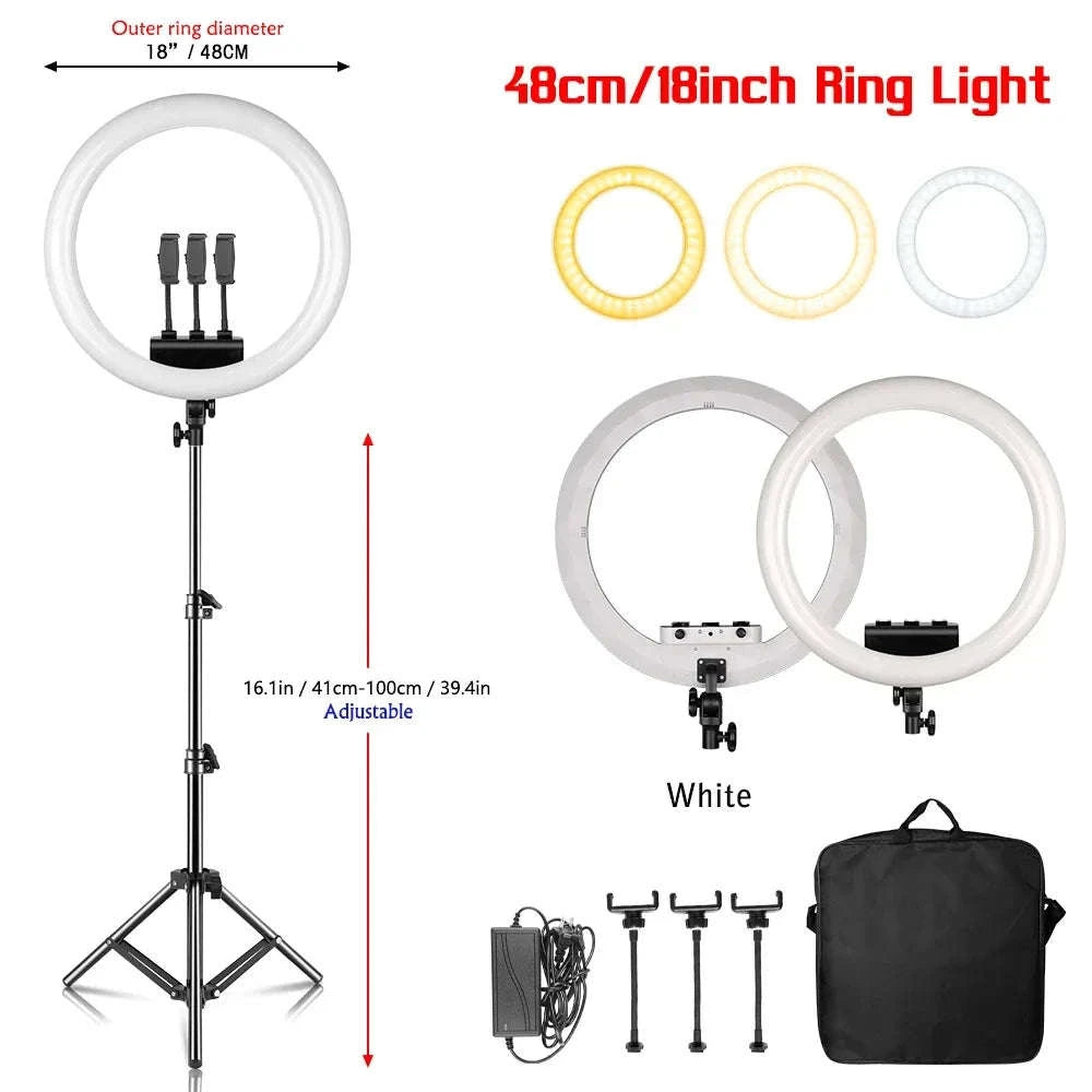SH 18-Inch Ring Light LED Selfie Lamp with Tripod Stand-169cm stand / Italy