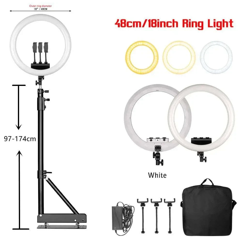 SH 18-Inch Ring Light LED Selfie Lamp with Tripod Stand-169cm stand / Italy