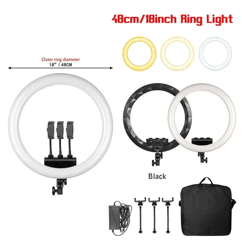 SH 18-Inch Ring Light LED Selfie Lamp with Tripod Stand-169cm stand / Italy