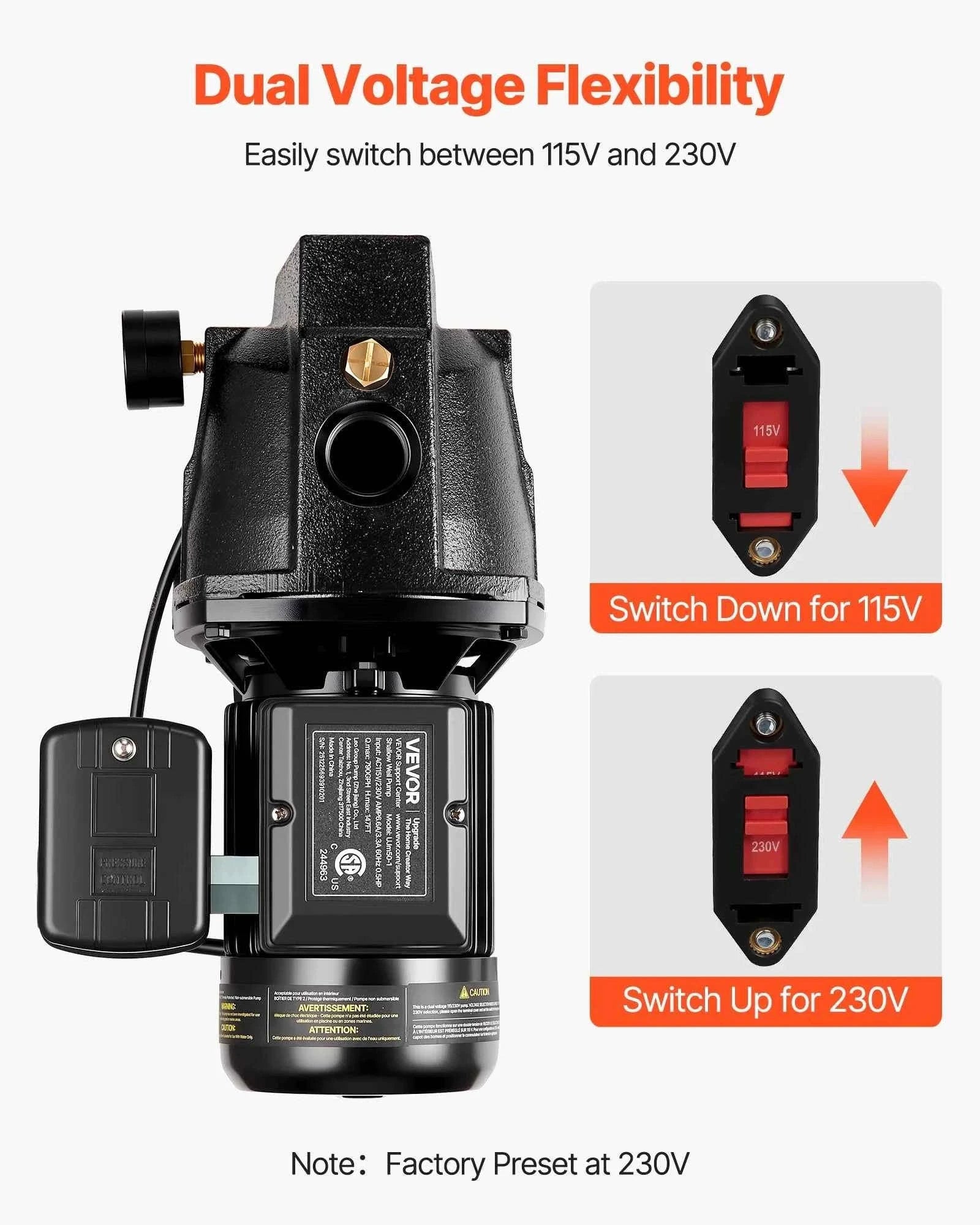 Shallow Well Jet Pump for Garden Irrigation-United States / 1.5HP