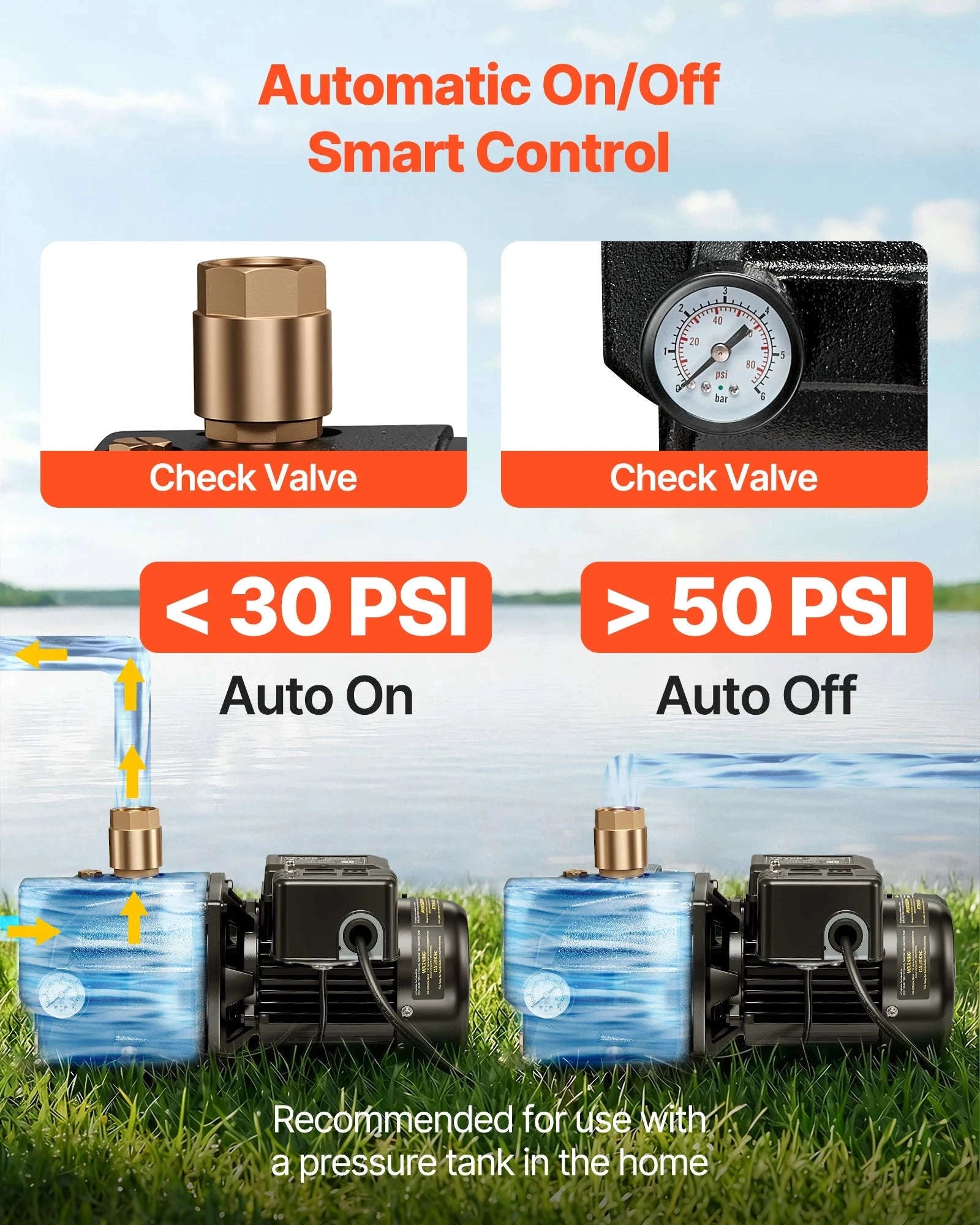 Shallow Well Jet Pump for Garden Irrigation-United States / 1.5HP