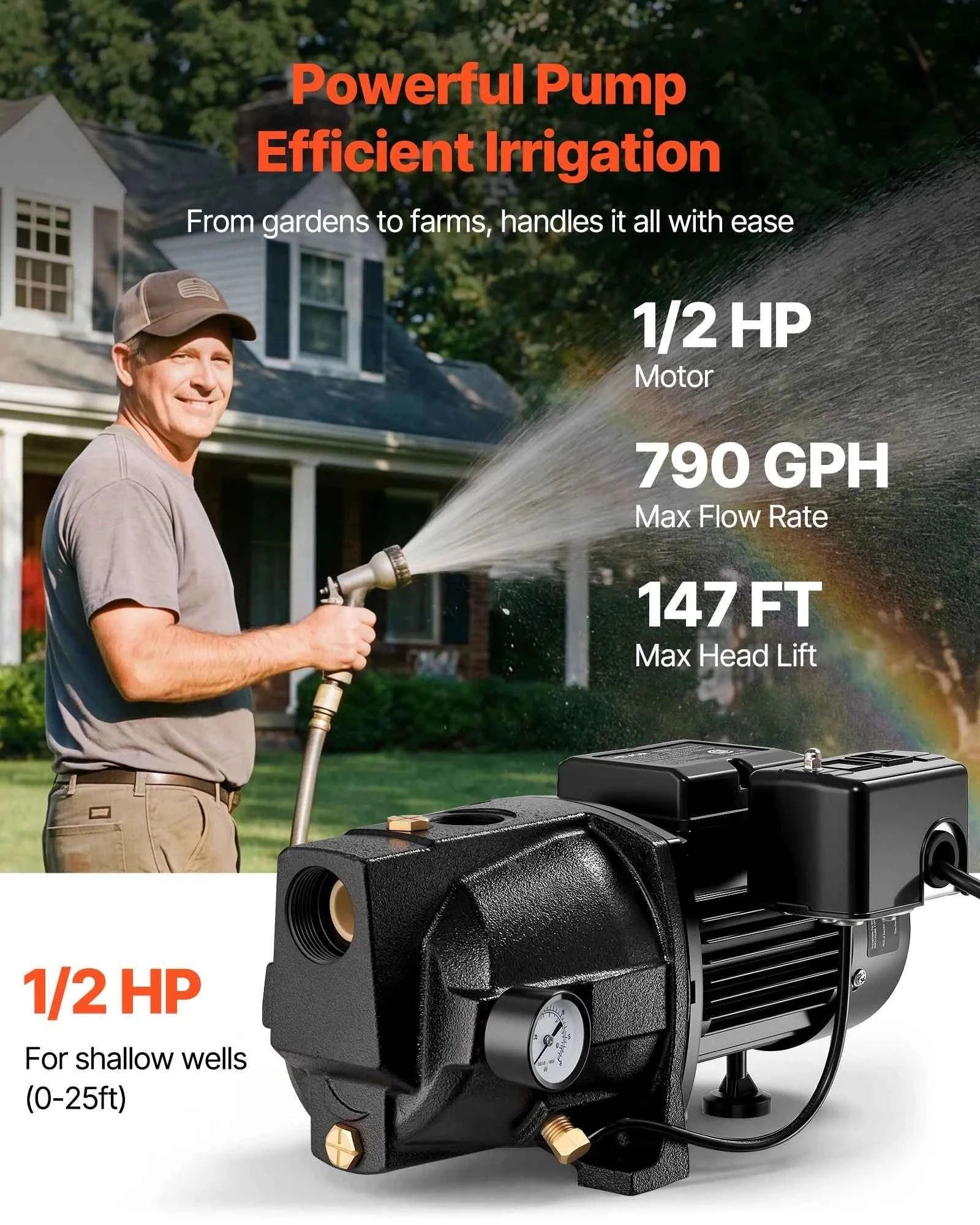Shallow Well Jet Pump for Garden Irrigation-United States / 1.5HP
