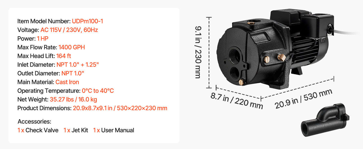 Shallow Well Jet Pump for Garden Irrigation-United States / 1.5HP