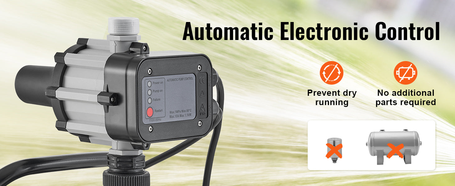 SucceBuy Shallow Well Pump Portable Sprinkler Booster Jet Pumps, Automatic Controller for Garden Lawn Irrigation Water Transfer