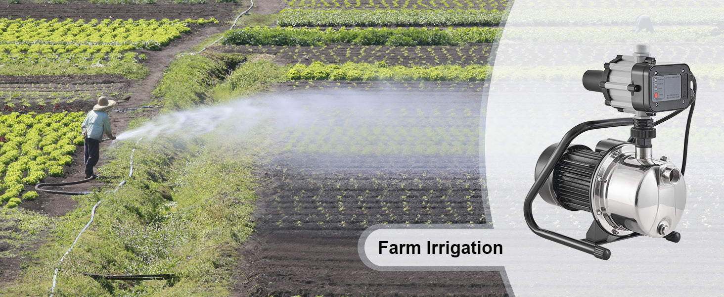 SucceBuy Shallow Well Pump Portable Sprinkler Booster Jet Pumps, Automatic Controller for Garden Lawn Irrigation Water Transfer