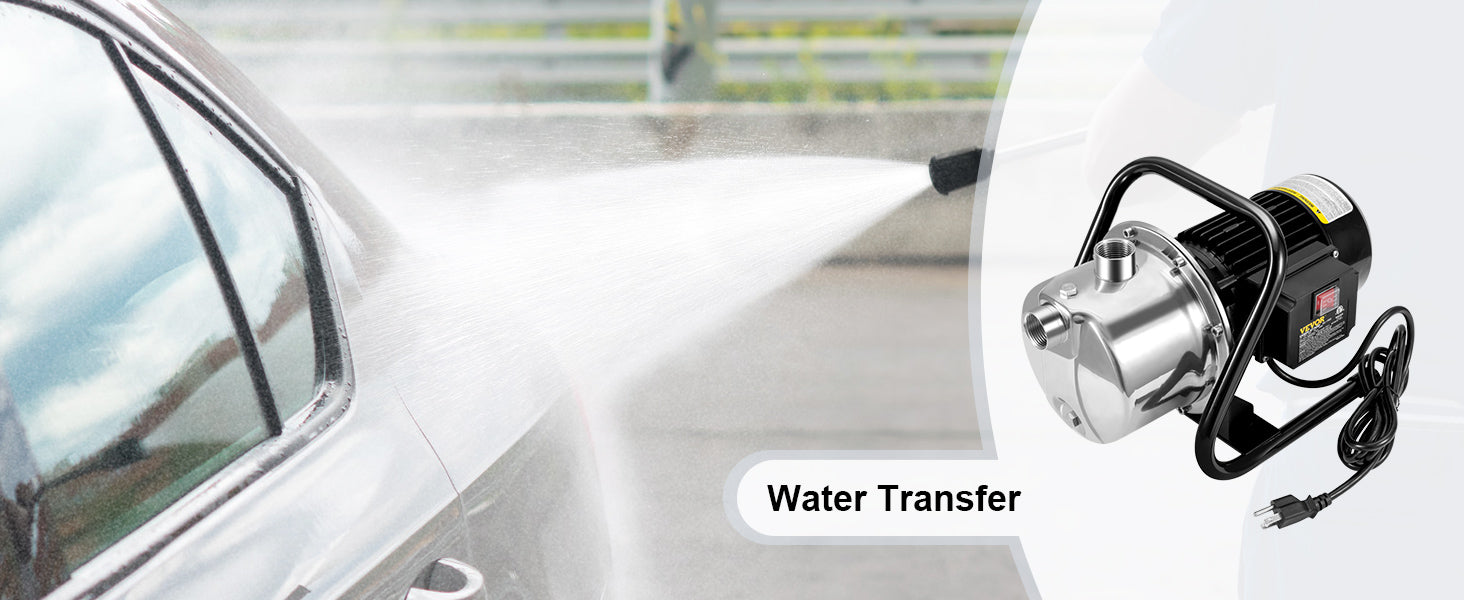 SucceBuy Shallow Well Pump 1.1 HP 115V 978GPH 131ft Height 69.6psi Max Pressure Portable Sprinkler Booster Jet Pumps Irrigation