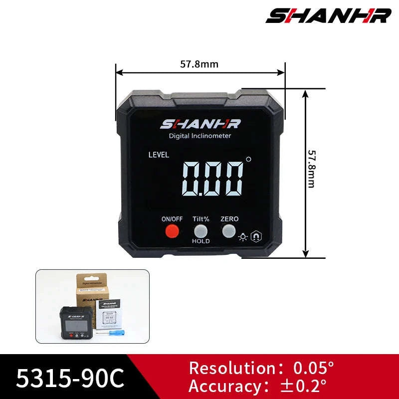 SHANHR Digital Level Box and Angle Finder (Magnetic Base & LCD Display) for Woodworking and Accurate Table/Miter Saw-SHAHE-5315-90C / United States