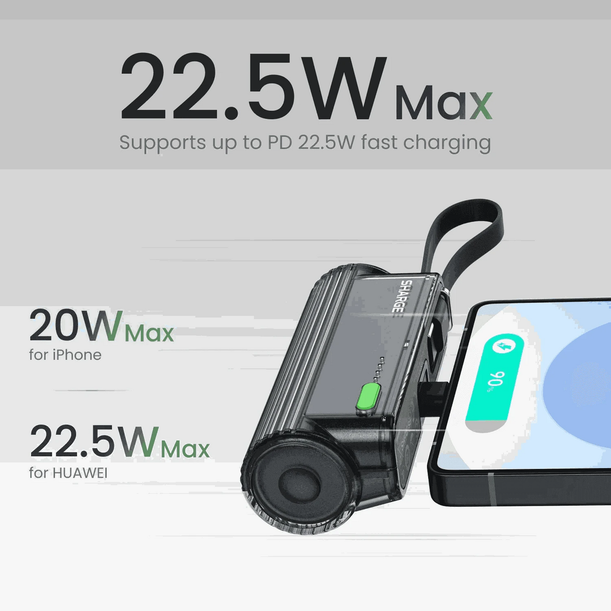 SHARGE Flow Mini 2 5000mAh Fast Charging Power Bank-Black