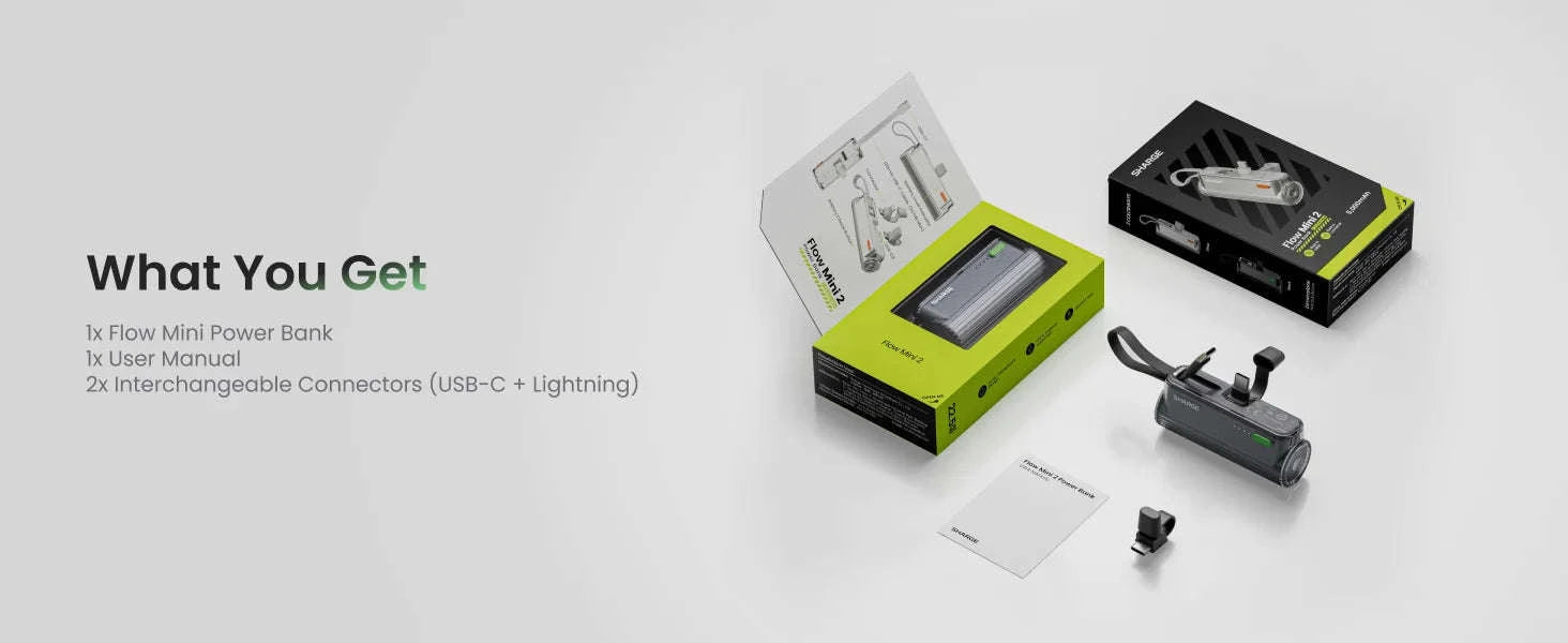 SHARGE Flow Mini 2 Portable Charger 5000mAh Fast Charging Power Bank-Black