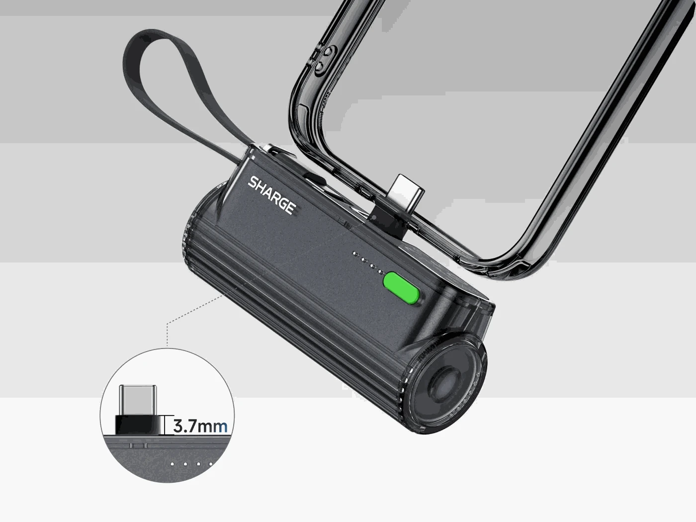 SHARGE Flow Mini 2 Portable Charger 5000mAh Fast Charging Power Bank-Black