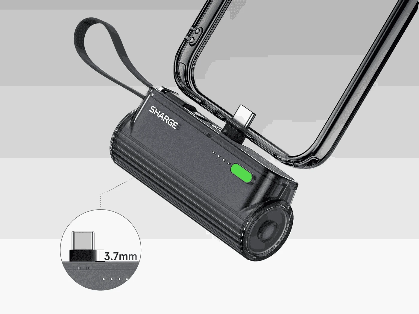 SHARGE Flow Mini 2 Portable Charger 5000mAh Fast Charging Power Bank-Black