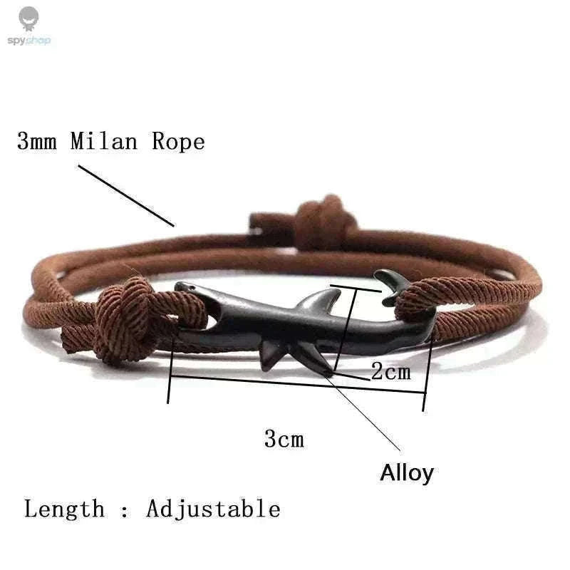 Shark Double Layer Cord Bracelet with Adjustable Coastal Charm-Yellow