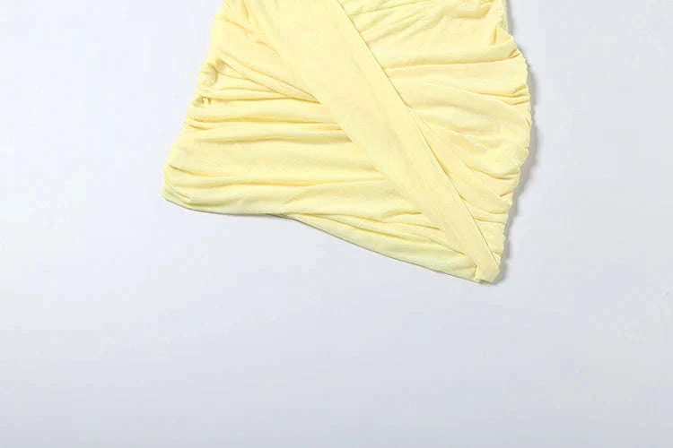 Sheer Backless Mini Dress with Slash Neck and Bodycon Fit-Yellow / L