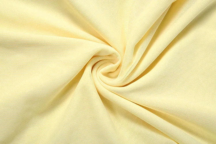 Sheer Backless Mini Dress with Slash Neck and Bodycon Fit-Yellow / L