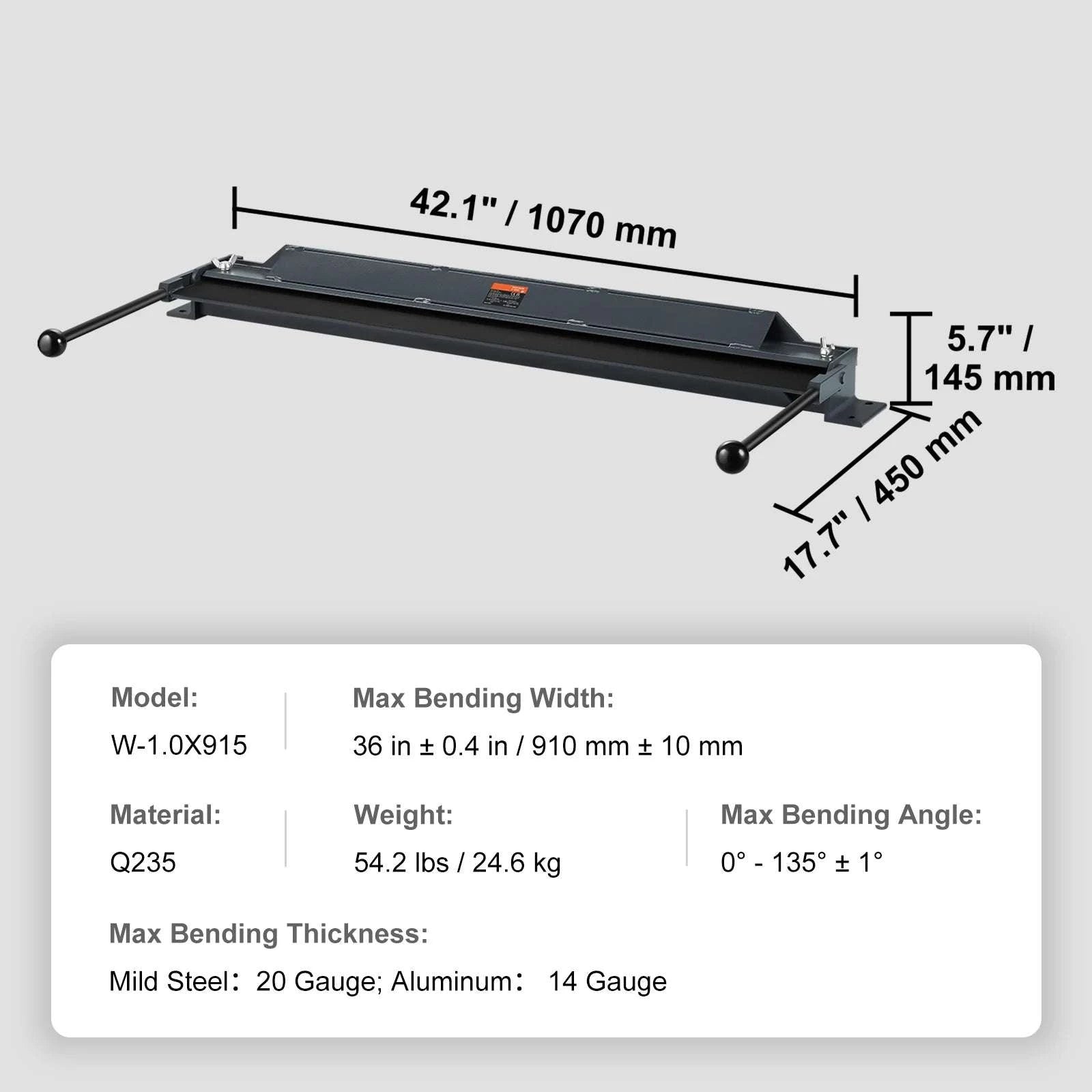Sheet Metal Bending Brake 24–48 Inch Box & Pan Metal Bender-48 inches / United States