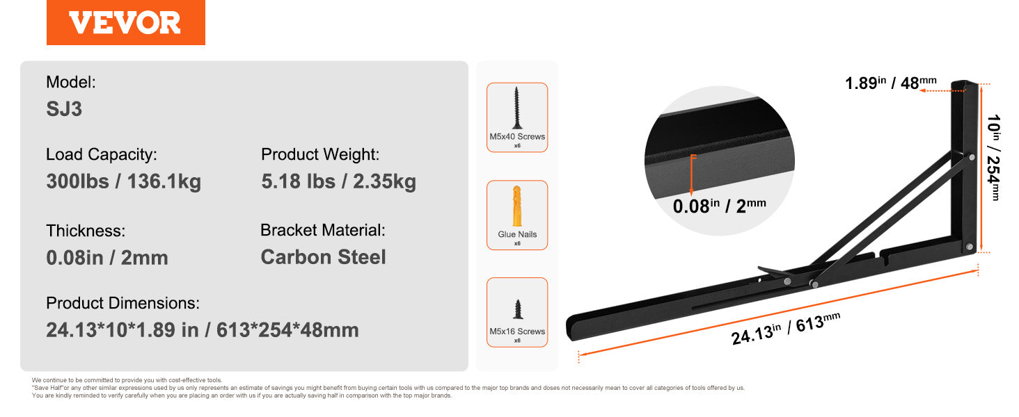 Heavy Duty Shelf Brackets Matte Black Steel