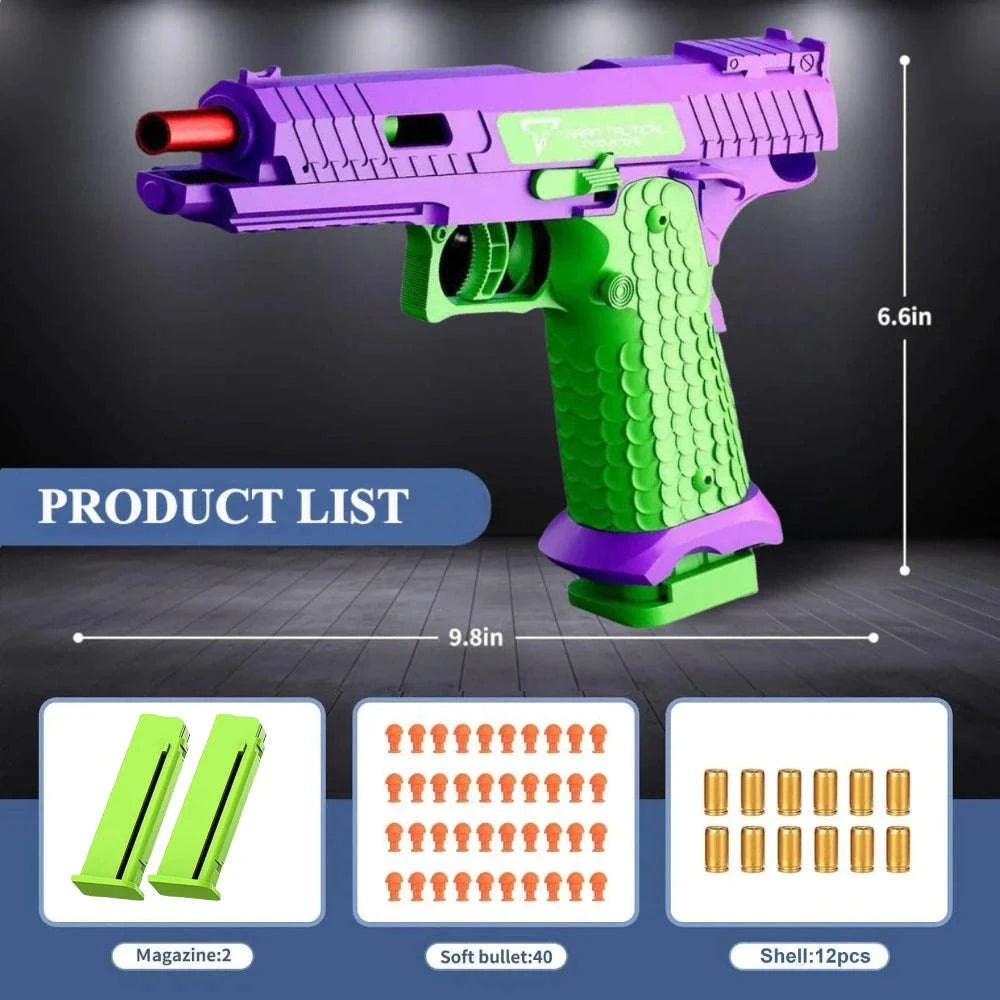 Shell Ejecting EVA Foam Dart Toy Pistol for Outdoor Play-2011 Set 4