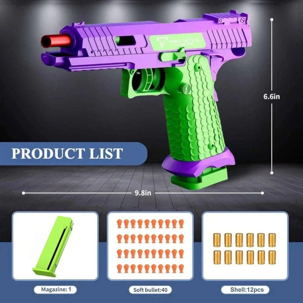 Shell Ejecting EVA Foam Dart Toy Pistol for Outdoor Play-2011 Set 4