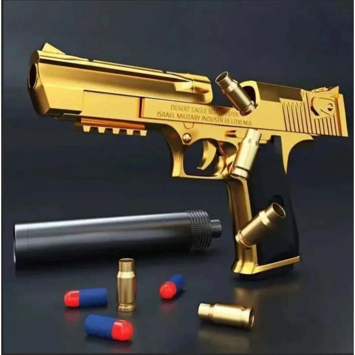 Shell Ejection Toy Pistol with Soft Foam Bullets for Outdoor Play-Gold-A / China Mainland