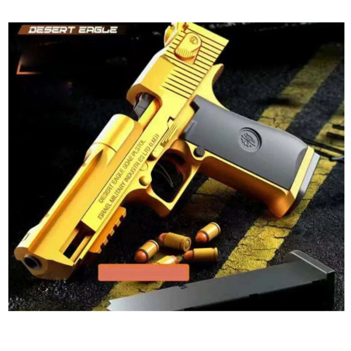 Shell Ejection Toy Pistol with Soft Foam Bullets for Outdoor Play-Gold-A / China Mainland