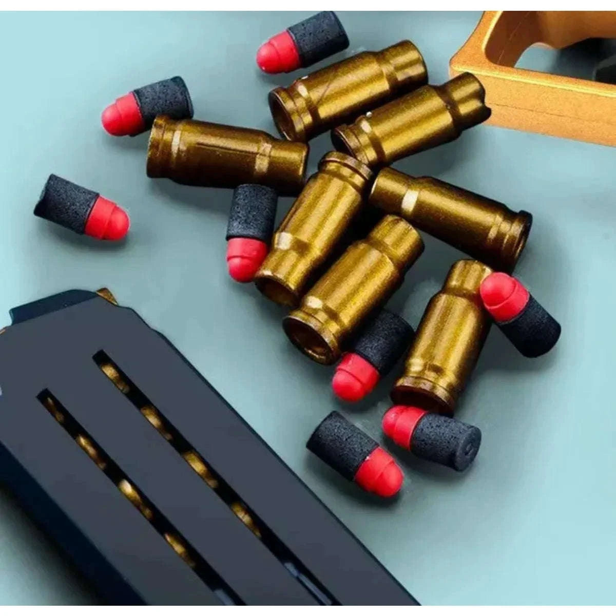 Shell Ejection Toy Pistol with Soft Foam Bullets for Outdoor Play-Gold-A / China Mainland