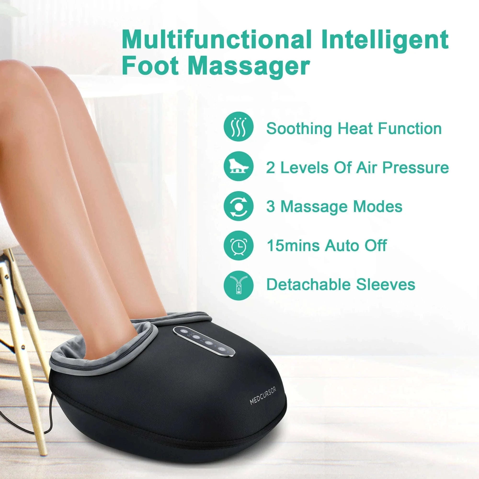 Shiatsu Foot Massager Machine with Heat Roller-black / United States / US Plug