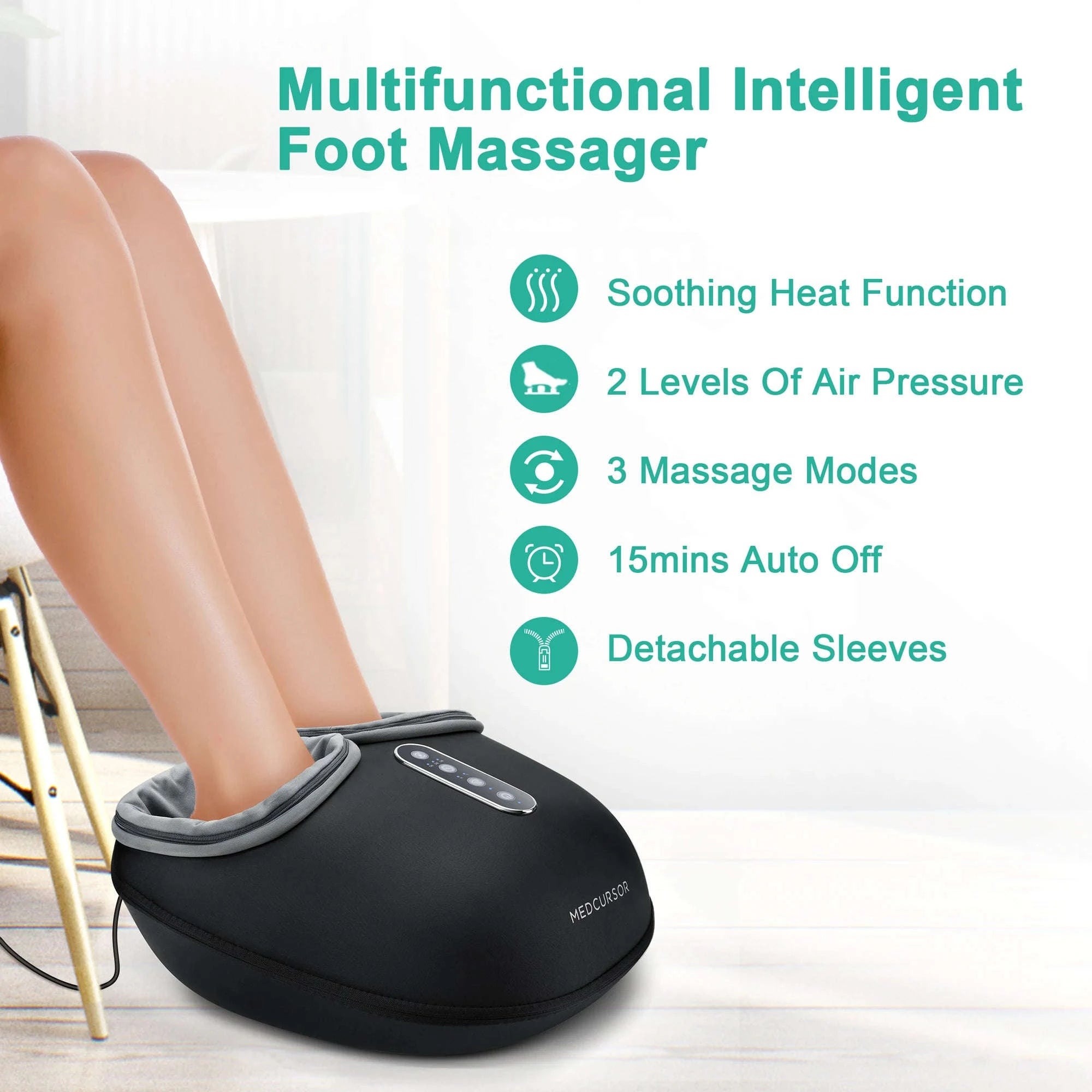 Shiatsu Foot Massager Machine with Heat Roller-black / United States / US Plug