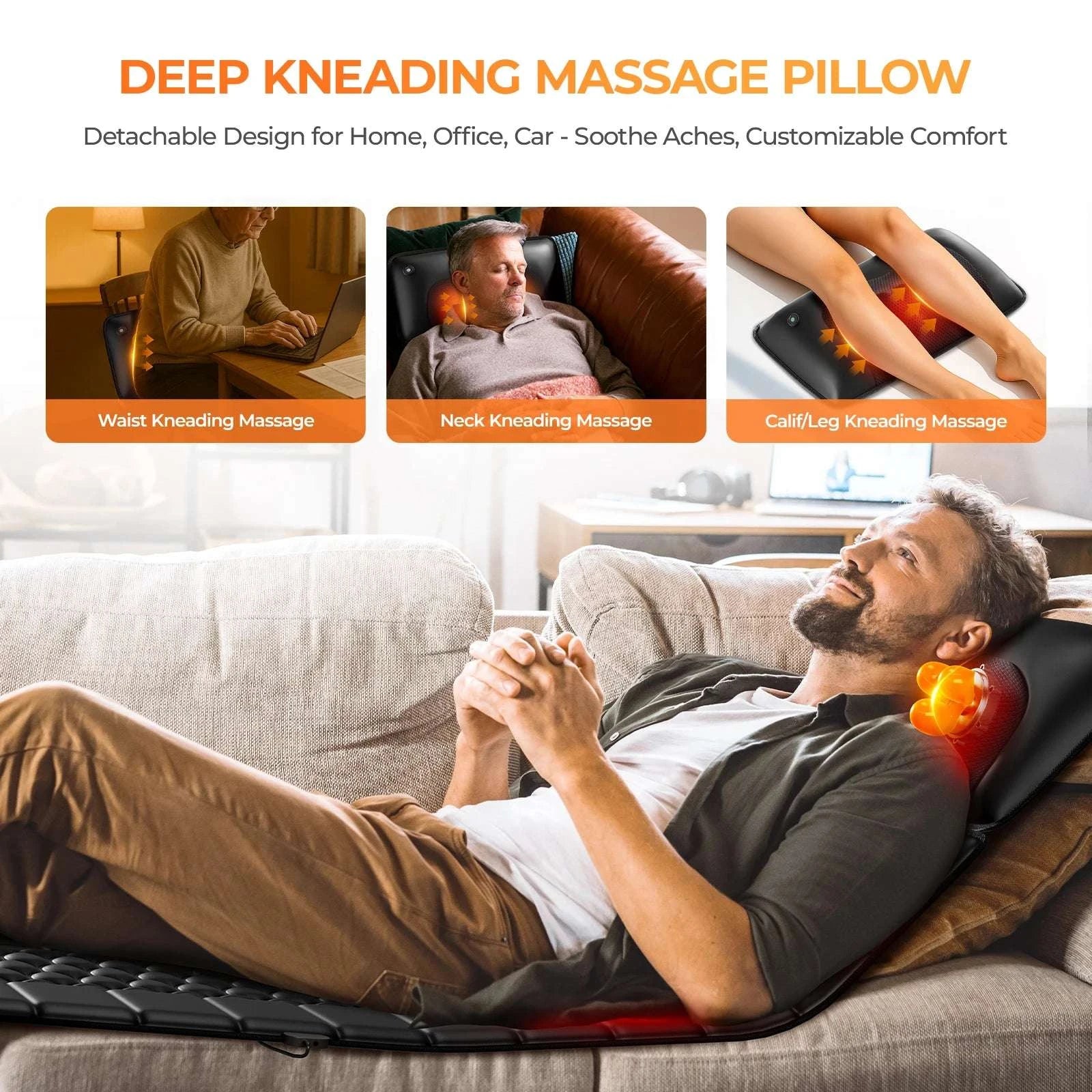 Shiatsu Full Body Massage Mat with Heat and 10 Vibration Motors-With Foot Massager / US Plug / United States