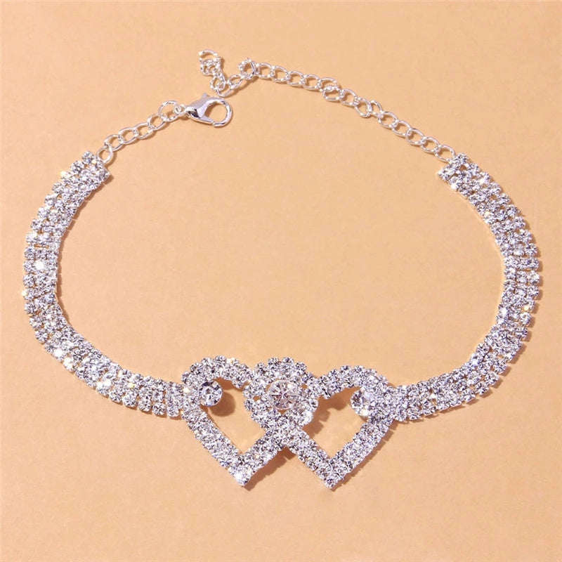 Shiny Cubic Zirconia Chain Anklet for Women-Silver
