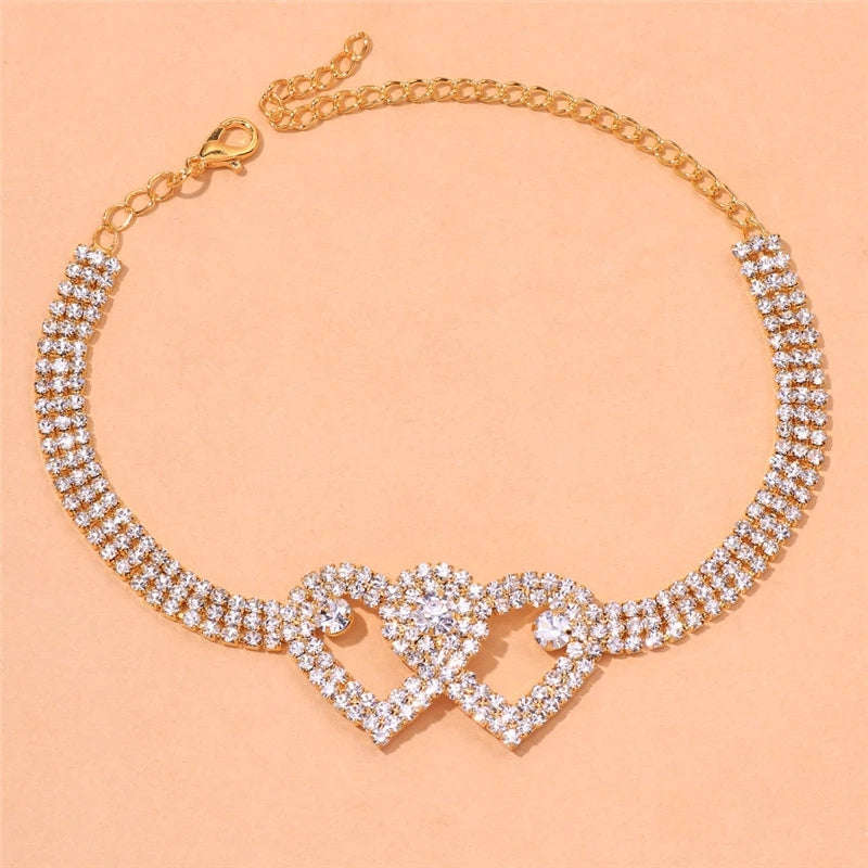 Shiny Cubic Zirconia Chain Anklet for Women-Silver