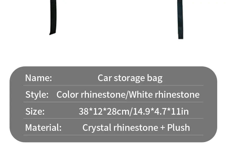 Shiny White Rhinestone Center Console Organizer Storage Bag-White rhinestone