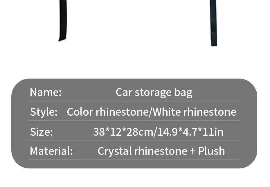 Shiny White Rhinestone Center Console Organizer Storage Bag-White rhinestone