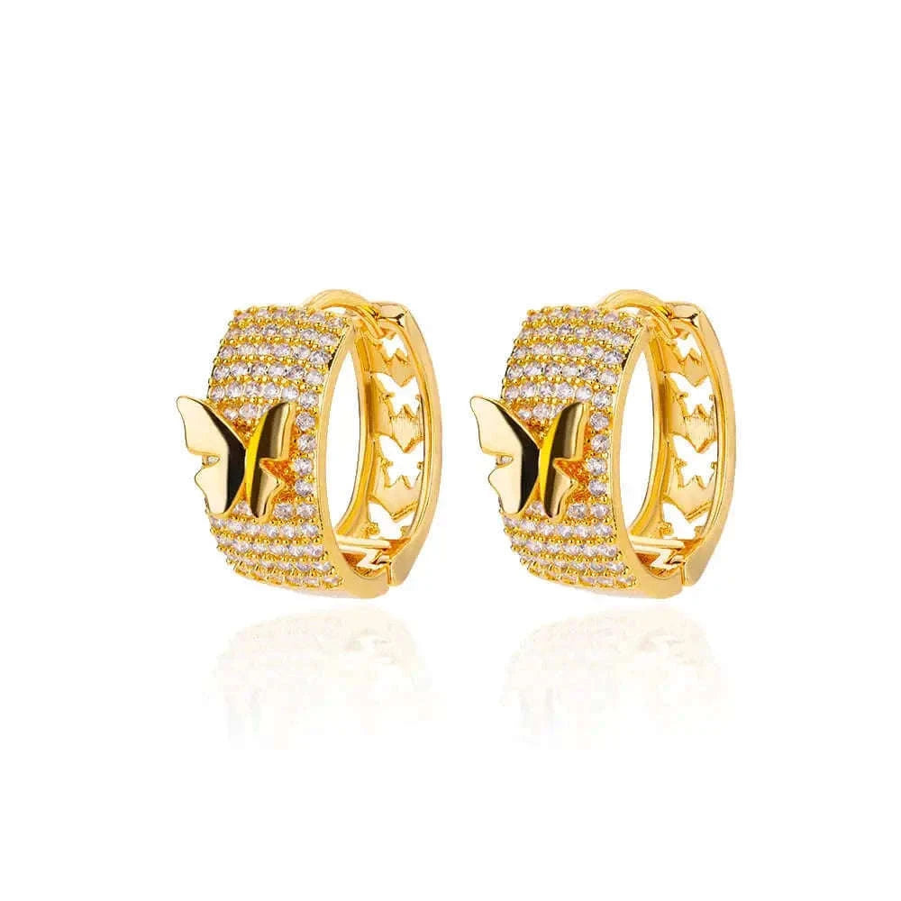 Shiny Zircon Circle Square Hoop Earrings for Women-E3128G-15