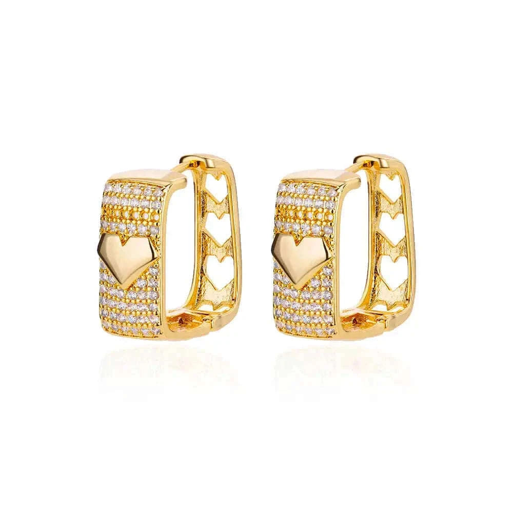 Shiny Zircon Circle Square Hoop Earrings for Women-E3128G-15