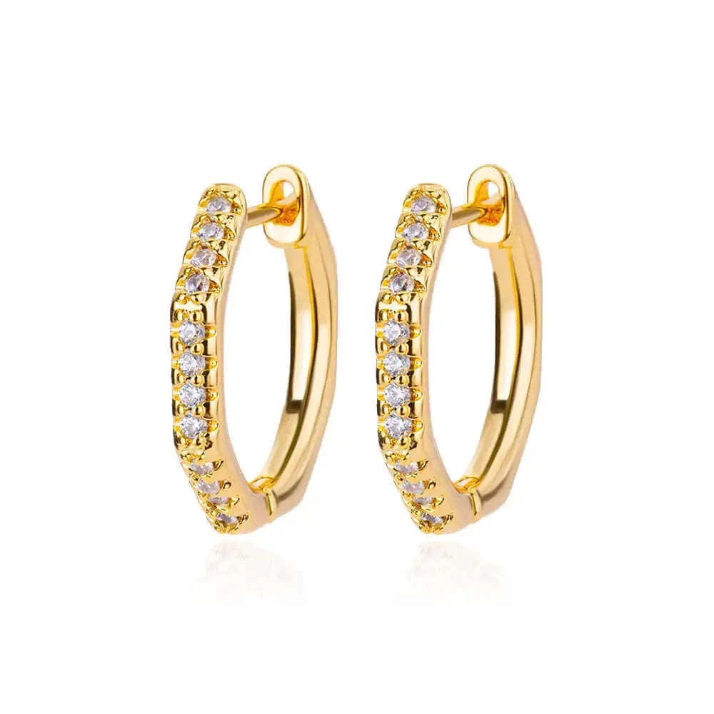 Shiny Zircon Circle Square Hoop Earrings for Women-E3128G-15