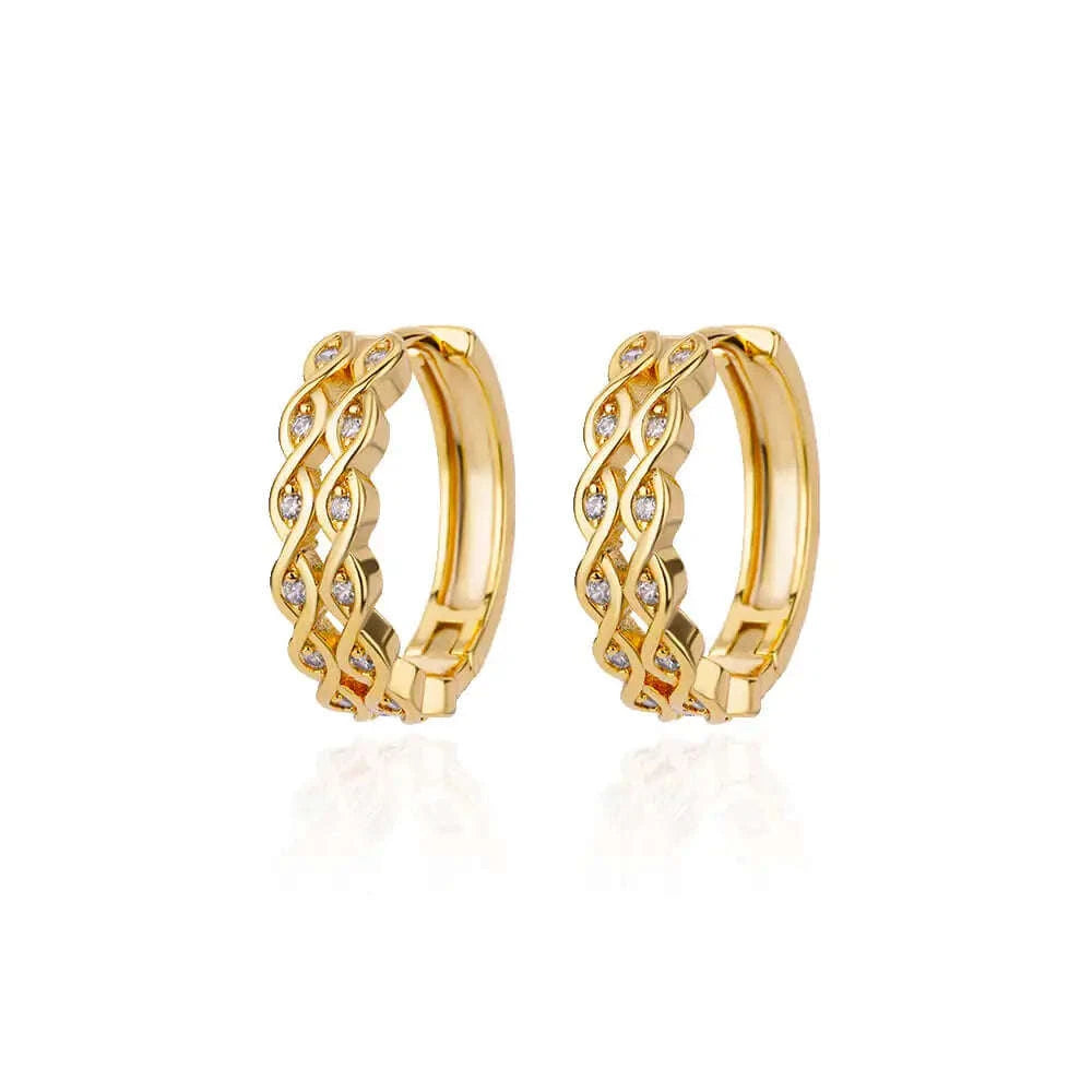 Shiny Zircon Circle Square Hoop Earrings for Women-E3434G