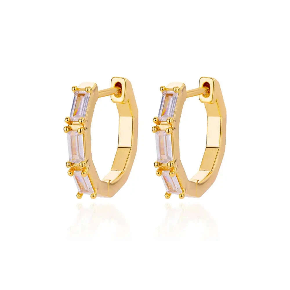 Shiny Zircon Circle Square Hoop Earrings for Women-E3434G