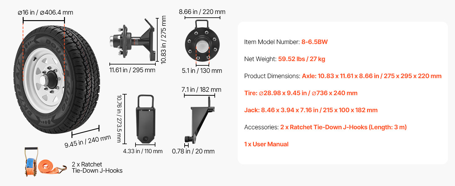 Shipping Container Wheels Kit 8800 lbs with 16in Tires & Jack