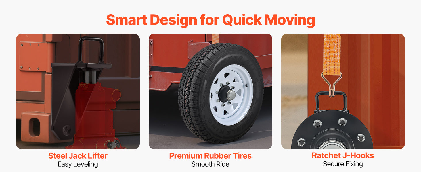 Shipping Container Wheels Kit 8800 lbs with 16in Tires & Jack