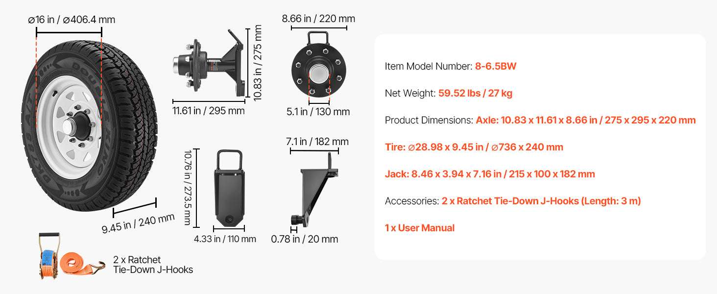 Shipping Container Wheels Kit 8800 lbs with 16in Tires & Jack-black / United States