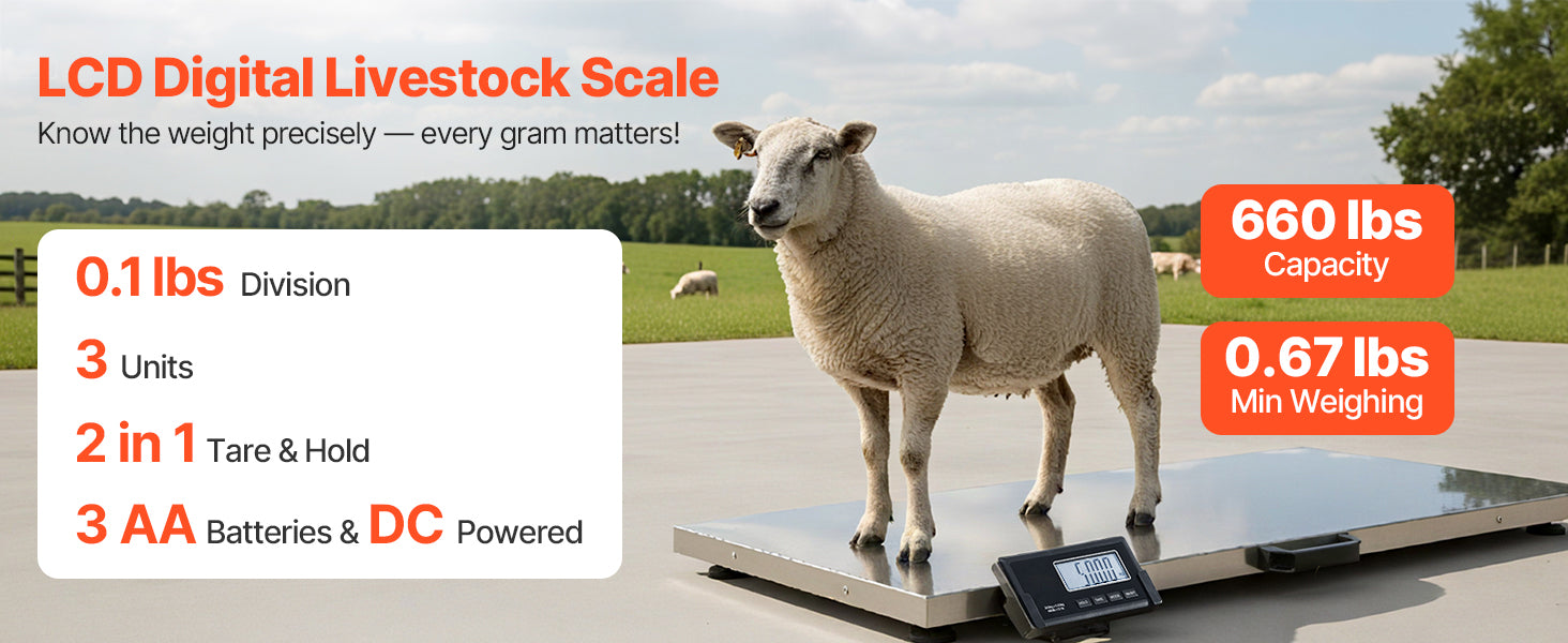 660 lb Digital Shipping Scale with LCD Display & AC/DC Power
