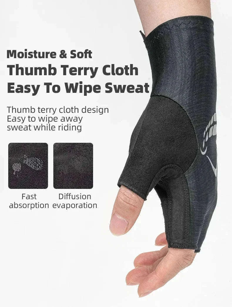 Shock-Absorbing Half Finger Cycling Gloves Breathable Grip-16220004-G / XL