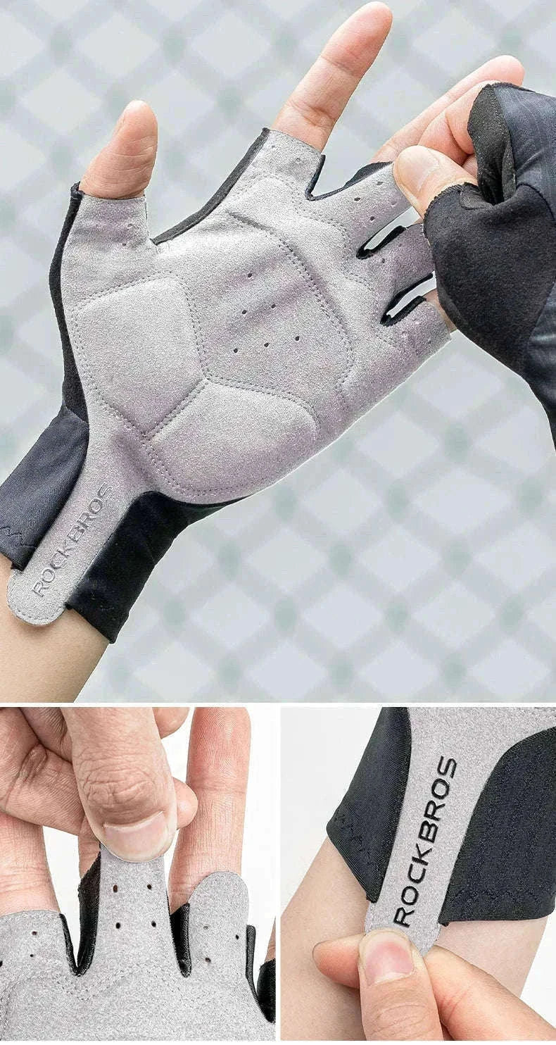 Shock-Absorbing Half Finger Cycling Gloves Breathable Grip-16220004-G / XL