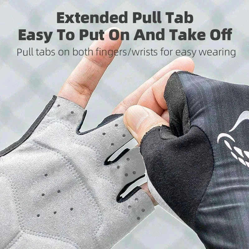 Shock-Absorbing Half Finger Cycling Gloves Breathable Grip-16220004-G / XL